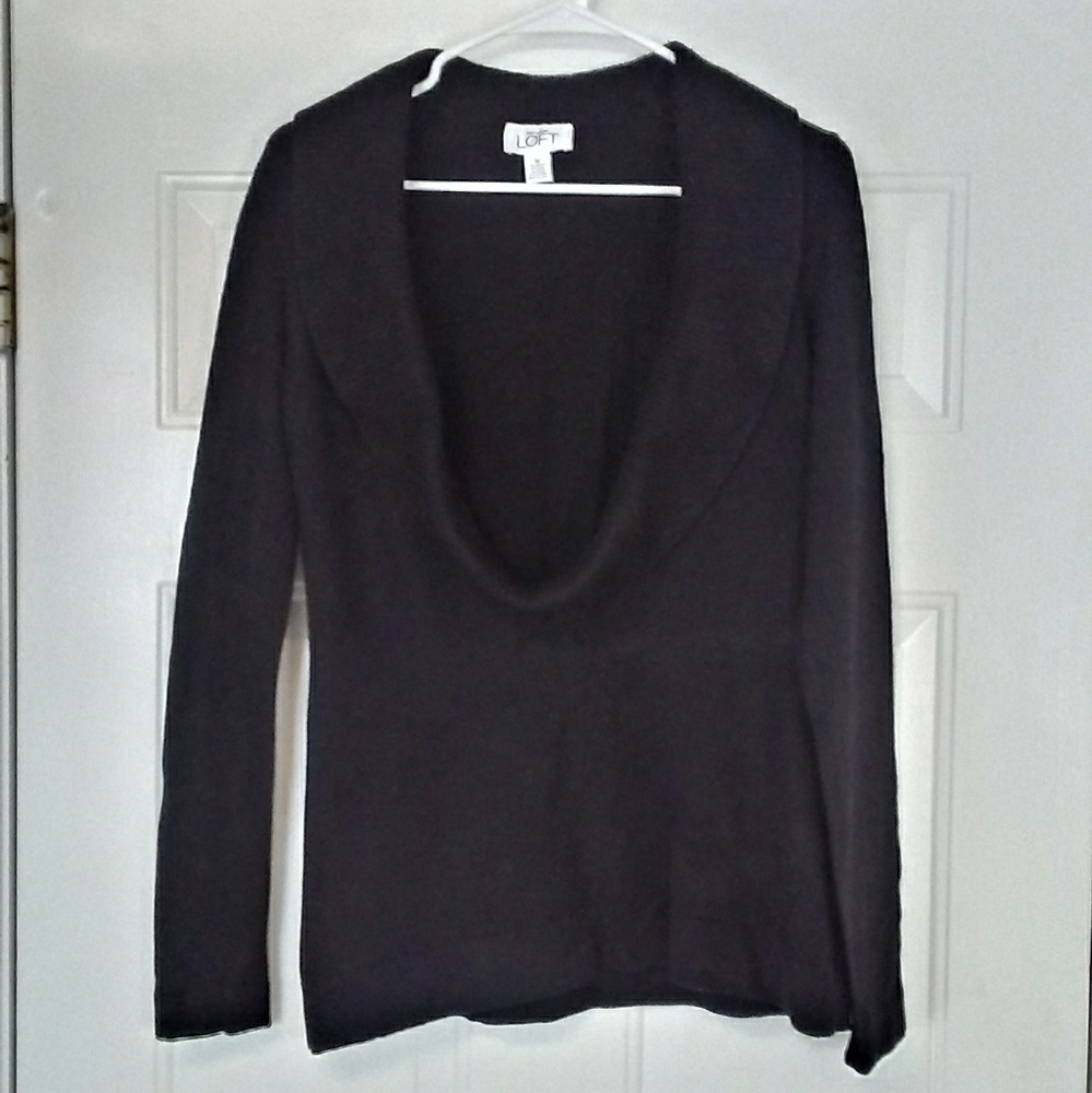 Ann Taylor Loft Black Cowl Open Neck Sweater M